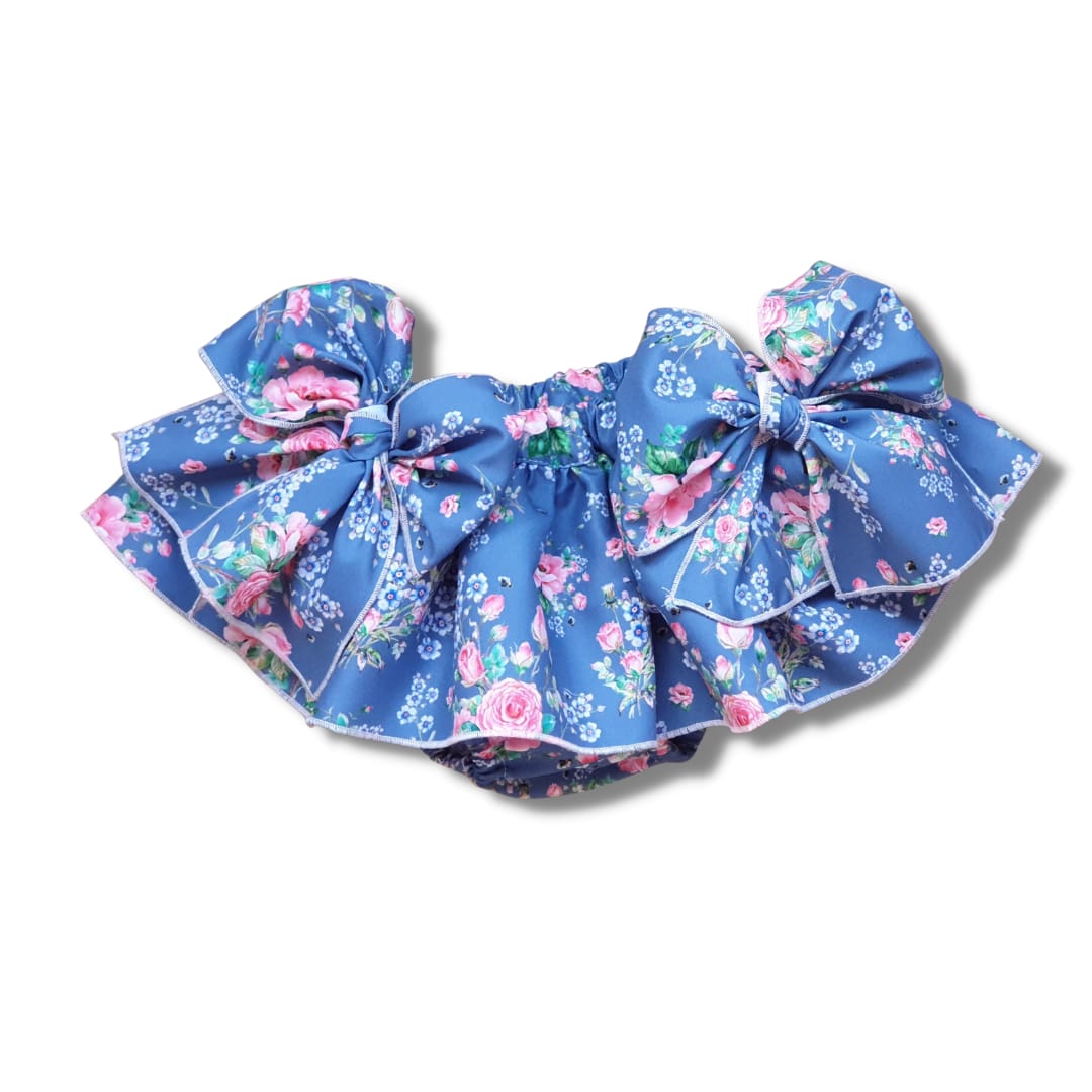 Blauwe bloomer met rozen om mee te zwemmen - 2 strikken