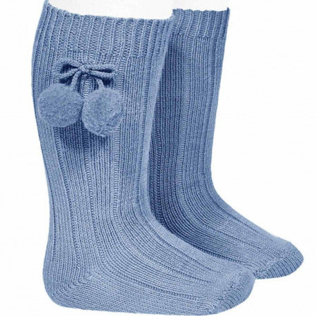 calcetines altos con pompones frenchblue - Condor