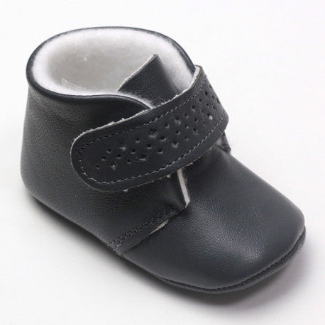Zapatitos de bebé en piel suave Gris Oscuro - Cuquito