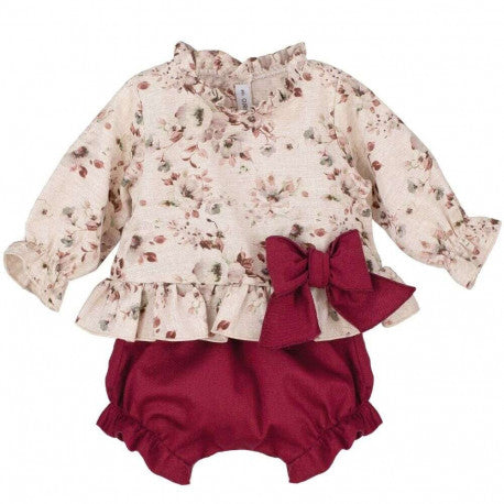 Setje blouse met broekje donkerrood