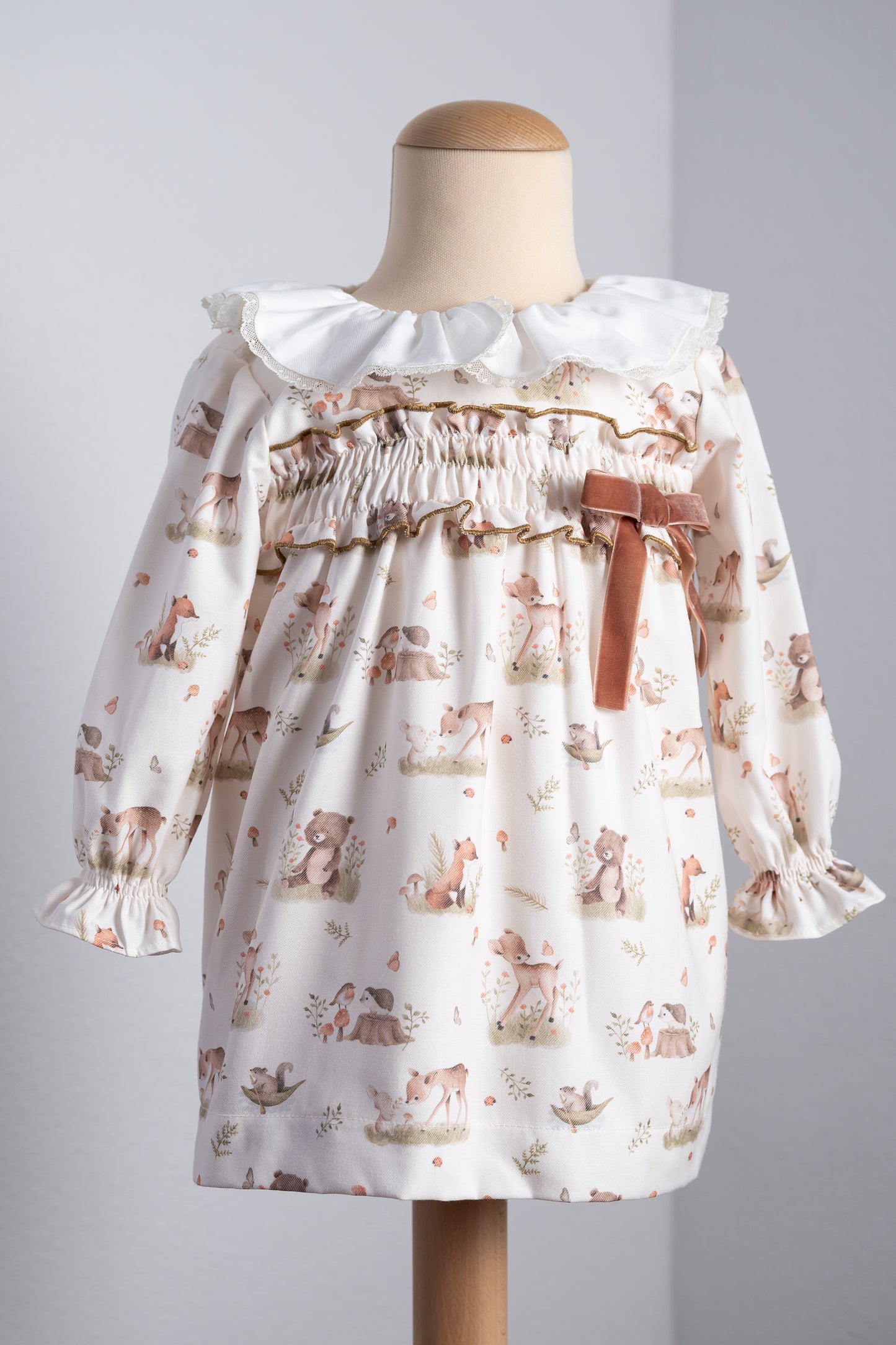 Dierenprint jurk met velvet strikje
