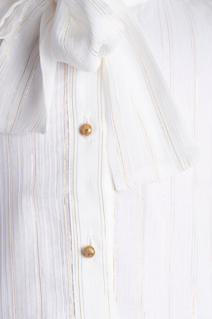Witte blouse met gouden streepjes